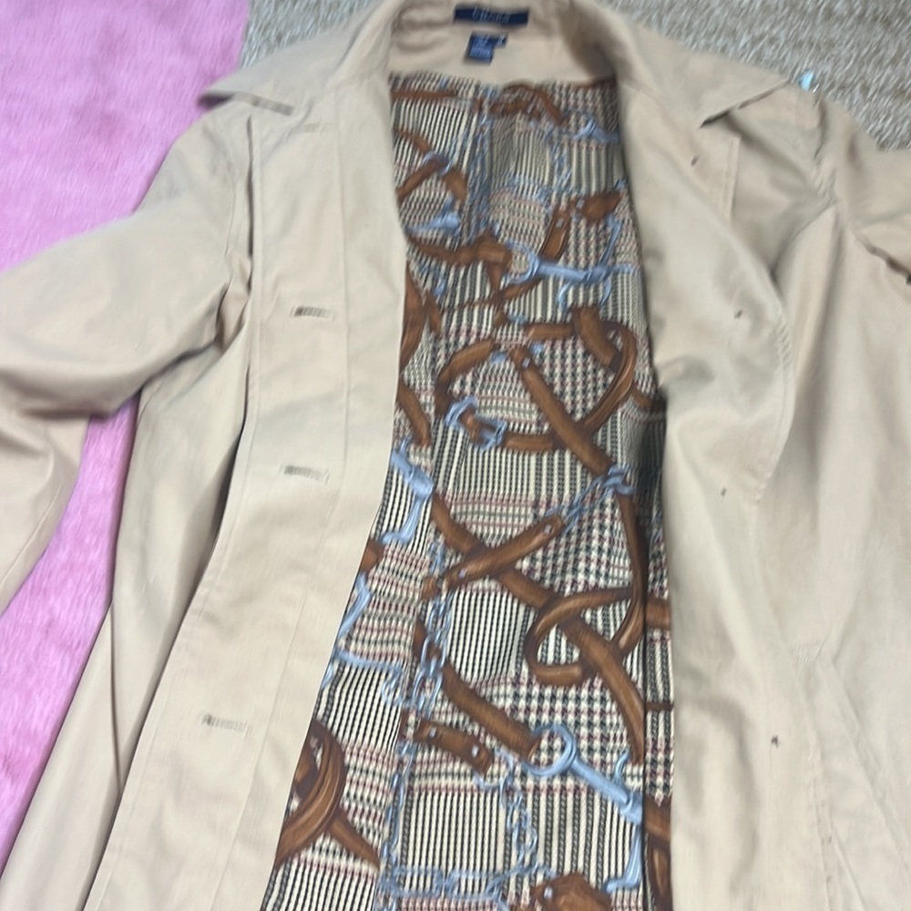 Chaps Equestrian Print Lined Button Up Trench - image 8